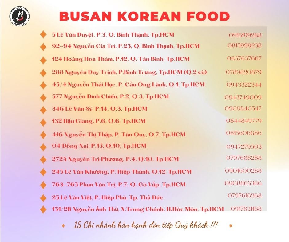 15 Chi nhánh Busan Korean Food